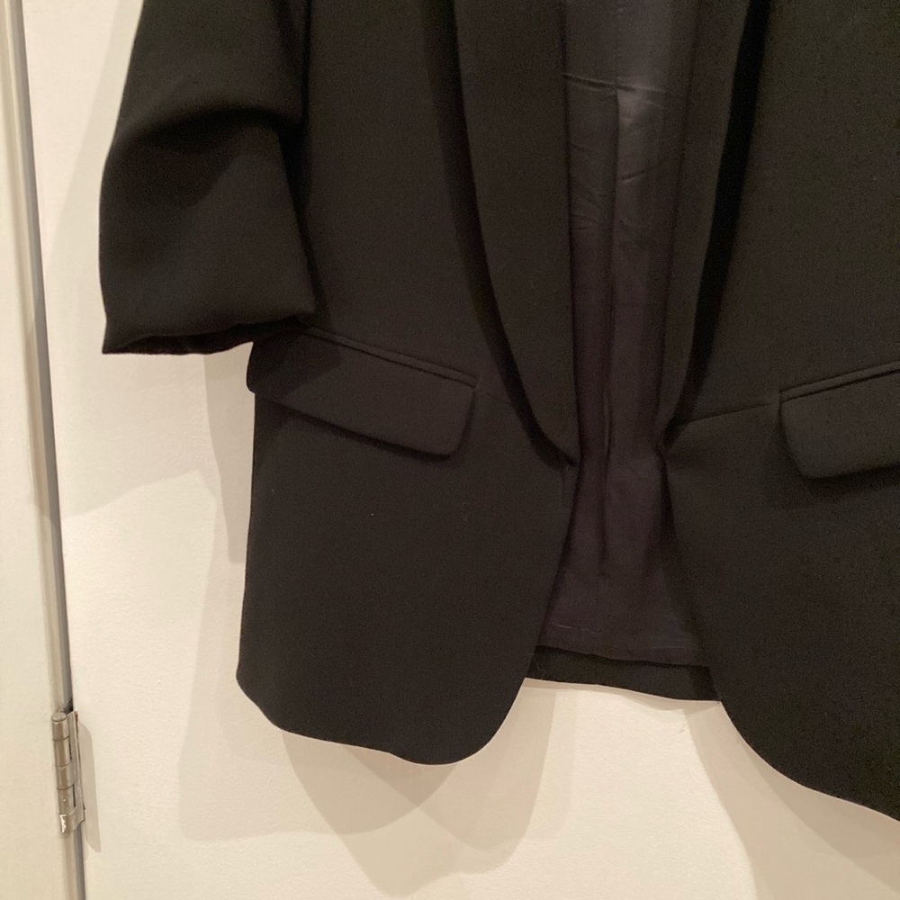 Zara Black Open Front Cinched 3/4 Sleeve Blazer - Picture 10 of 16